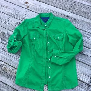 Tommy Hilfiger green button down shirt. XL